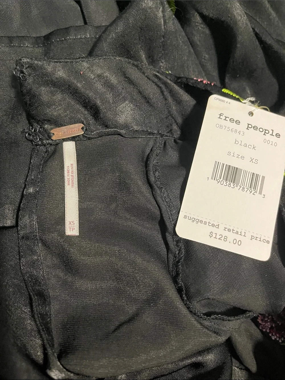 Free People High Neck Embroidered Jessica Blouse XS